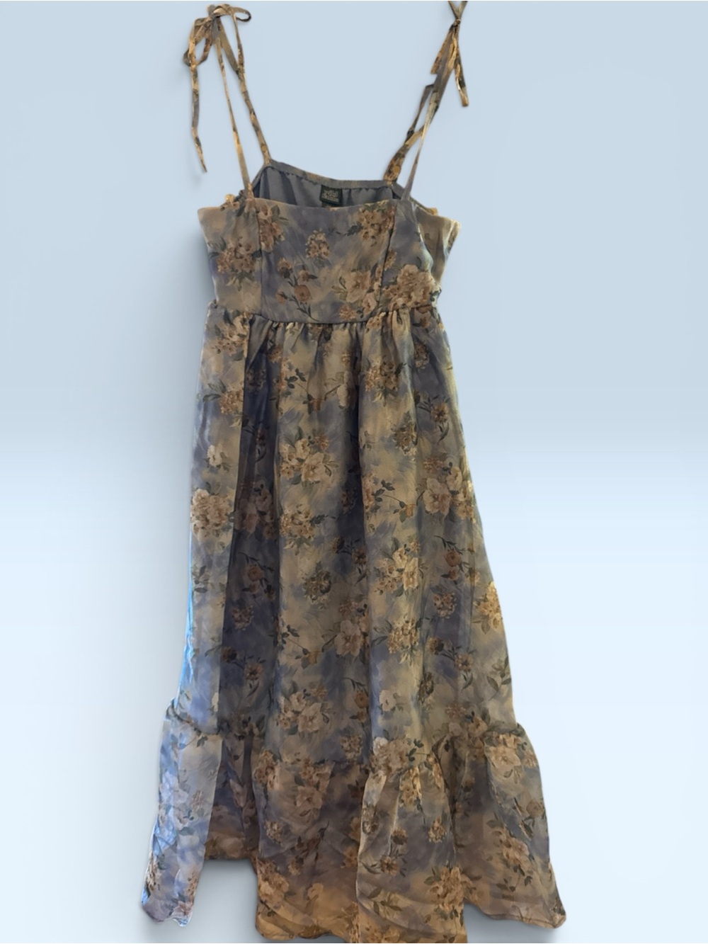 wild fable Blue Floral Tie-Shoulder Midi Dress - great wedding guest dress! - Picture 2 of 4